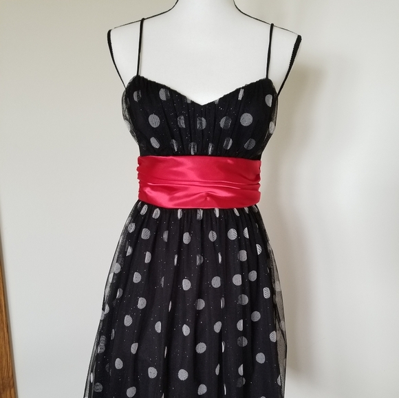 Y2K Vintage City Triangles Polka Dot Sparkle Party Dress - Picture 1 of 5